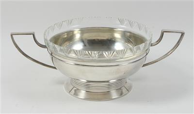 Wiener Silber Henkelschale mit Glaseinsatz, - Antiquariato e Dipinti