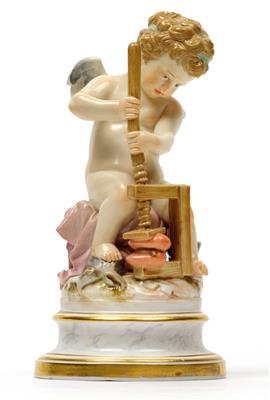 "Cupid gluing two hearts together", - Works of Art (Furniture, Sculptures, Glass, Porcelain)
