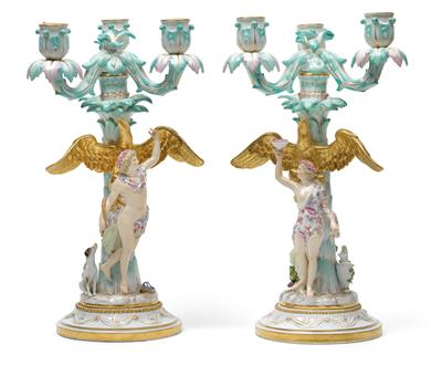 "Ganymede with eagle, and Hebe with eagle", - Works of Art (Furniture, Sculptures, Glass, Porcelain)