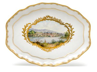 A "Pillnitz" tray with veduta, - Works of Art (Furniture, Sculptures, Glass, Porcelain)