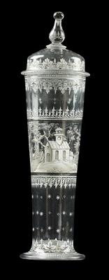 A goblet with lid, - Starožitnosti (Nábytek, Sochařská díla, Sklo, Porcelán)