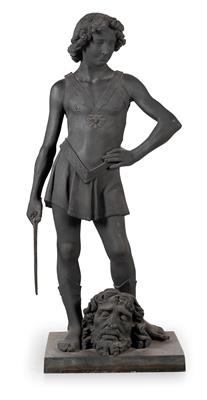Figure of David with the head of Goliath, - Oggetti d'arte (mobili, sculture, vetri, porcellane)