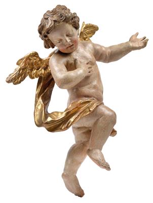 A Baroque angel in flight, - Starožitnosti (Nábytek, Sochařská díla, Sklo, Porcelán)