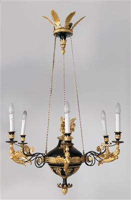Empire style wooden chandelier, - Works of Art (Furniture, Sculptures, Glass, Porcelain)