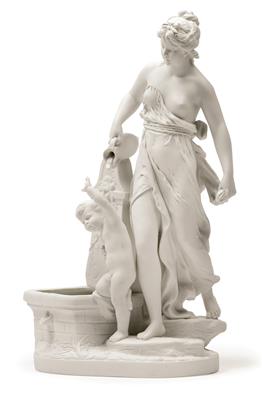 A figure of a young woman by a well, - Oggetti d'arte (mobili, sculture, vetri, porcellane)