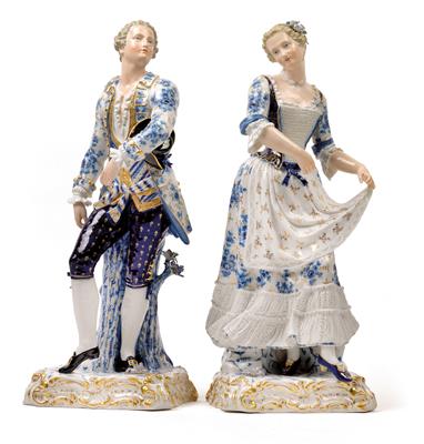 A cavalier and lady dancing, - Starožitnosti (Nábytek, Sochařská díla, Sklo, Porcelán)