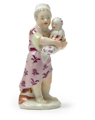 A boy with a swaddled infant, - Oggetti d'arte (mobili, sculture, vetri, porcellane)