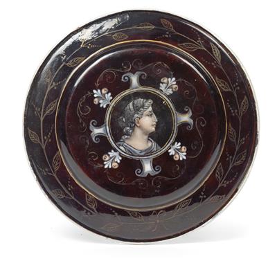 A Limoges enamel plate – the Triumphal Procession of Venus, - Oggetti d'arte (mobili, sculture, vetri, porcellane)