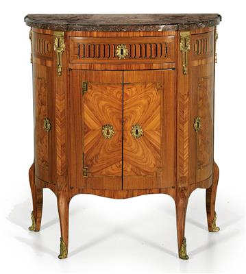 Louis XVI demi-lune cabinet, - Works of Art (Furniture, Sculptures, Glass, Porcelain)