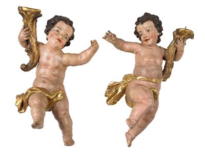 A pair of Baroque angels, - Oggetti d'arte (mobili, sculture, vetri, porcellane)