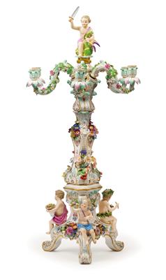 A pair of large candelabra with allegories of the 4 elements, - Works of Art (Furniture, Sculptures, Glass, Porcelain)