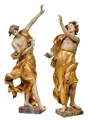A pair of finely worked Baroque angels, - Oggetti d'arte (mobili, sculture, vetri, porcellane)
