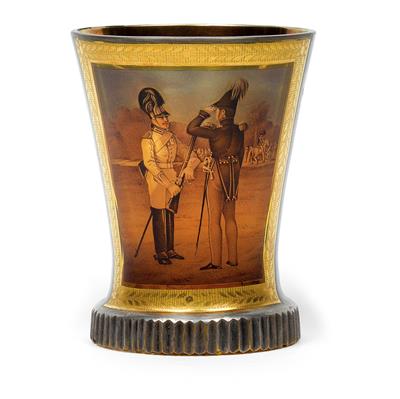 A Ranft beaker with greeting officers, - Works of Art (Furniture, Sculptures, Glass, Porcelain)