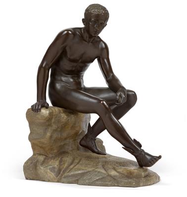 Hermes seated, - Works of Art (Furniture, Sculptures, Glass, Porcelain)