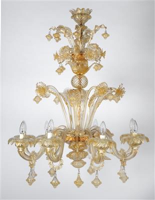A Venetian chandelier and two wall lights, - Works of Art (Furniture, Sculptures, Glass, Porcelain)