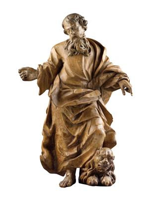 Workshop of Thomas Schwanthaler (1634 - 1707), St Mark the Evangelist with his lion, - Starožitnosti (Nábytek, Sochařská díla, Sklo, Porcelán)