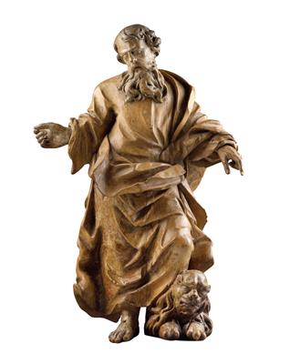 Werkstatt Thomas Schwanthaler (1634 - 1707), Evangelist Markus mit Löwe, - Antiquitäten (Möbel, Skulpturen, Glas, Porzellan)