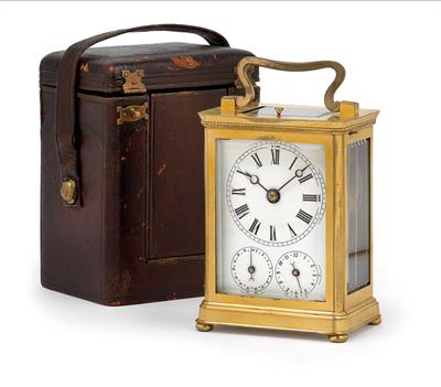 A Viennese travel alarm clock in its original case - Oggetti d'arte (mobili, sculture, vetri, porcellane)