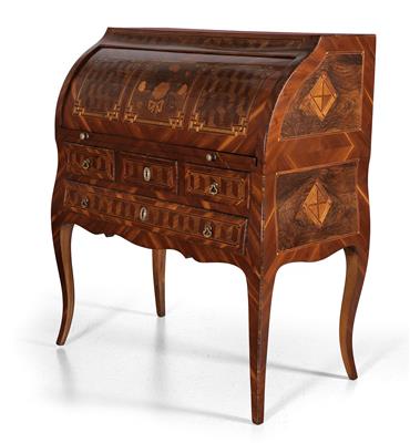 Exquisite early Neo-Classical marquetry roll top desk, - Oggetti d'arte