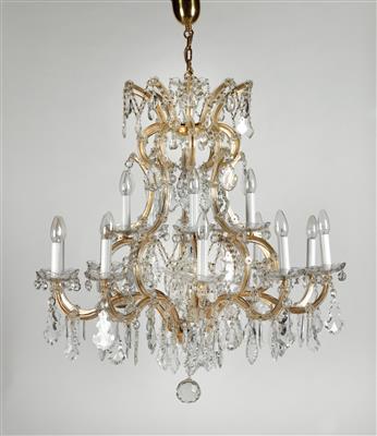 A glass chandelier in crown shape, - Works of Art