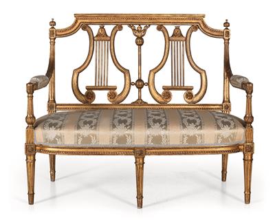 Kleines frz. doppelsitziges Louis XVI- Sofa, - Antiquitäten