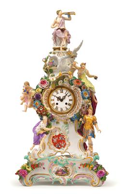 A clock bearing the coat-of-arms of Saxony-Poland, with base, - Works of Art