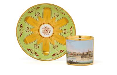 "Vue d'une partie de la ville de Prague" – A cup and saucer, - Oggetti d'arte