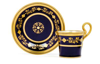 A dessin cup and saucer with "Leithnerblau" and "Leithnergold", - Starožitnosti