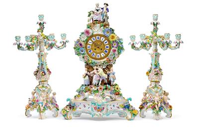 A mantelpiece clock with cheerful children, - Works of Art