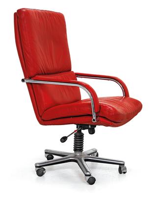 An office chair in red leather. - Selected by Hohenlohe
