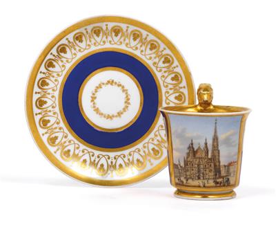 “La cathedral de S. Etienne á Vienne”, - A cup and saucer, - Oggetti d'arte