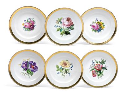 A floral plate, - Works of Art