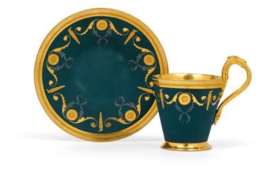 An exquisite cup and saucer, - Starožitnosti