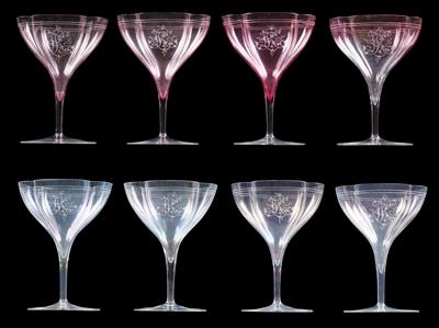 Kralik champagne glasses with ligated monogram LK, - Works of Art