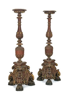 Pair of large Italian Renaissance candelabras or torcheres, - Oggetti d'arte
