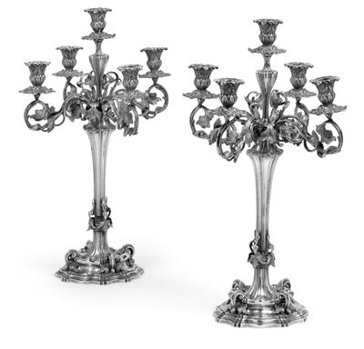 A pair of five-flame Viennese candelabras, - Starožitnosti
