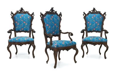 Set of 3 Venetian Rococo armchairs, - Oggetti d'arte
