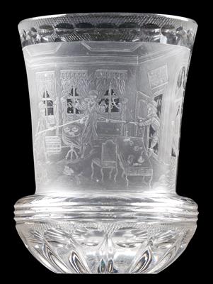 A socle beaker with depiction of the Wallenstein murder and labelled persons, - Works of Art