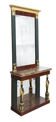 Console table and mirror, - Works of Art