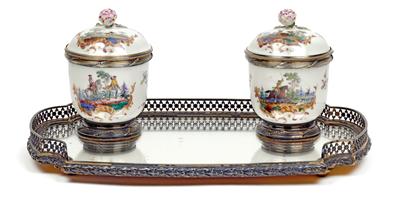 An ink set with mirrored tray, - Oggetti d'arte