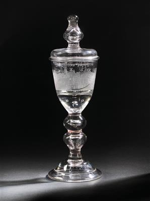 A 'Die Landes Wollfarth', goblet with cover, - Starožitnosti