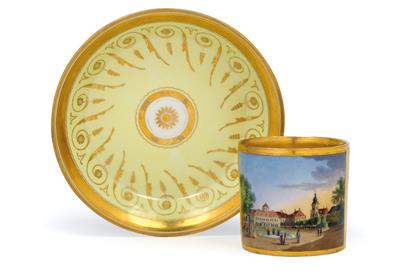 Anton Kothgasser - A veduta cup “Le Chateau de Plaisance á Laxenburg”, with saucer, - Oggetti d'arte