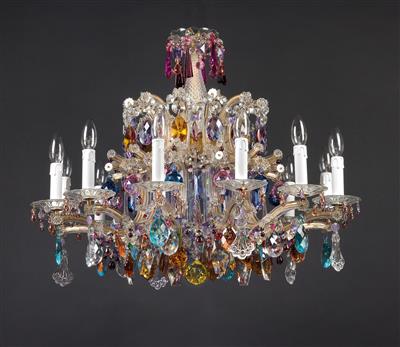 A glass chandelier with semi-precious stones rose quartz and amethyst, - Oggetti d'arte