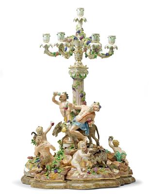 A large Bacchant group with a candelabrum for 7 candles, - Works of Art