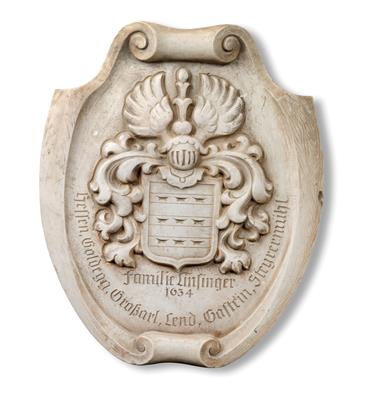 A marble relief with the coat-of-arms of the Linsinger family, - Works of Art