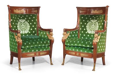 Pair of tall Empire armchairs, - Oggetti d'arte