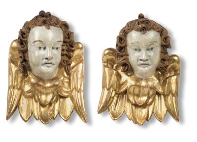 A pair of Renaissance heads of angels, - Starožitnosti