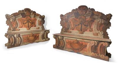 Pair of important Baroque settles, - Works of Art