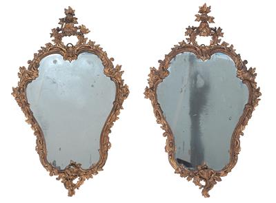 Pair of Rococo wall mirrors, - Starožitnosti