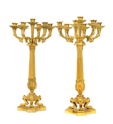 A pair of seven-flame candelabras, - Oggetti d'arte